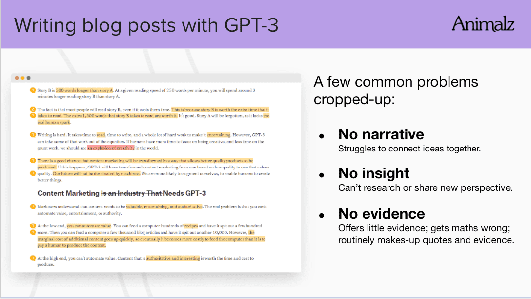 Writing blog posts with GPT-3 from Animalz